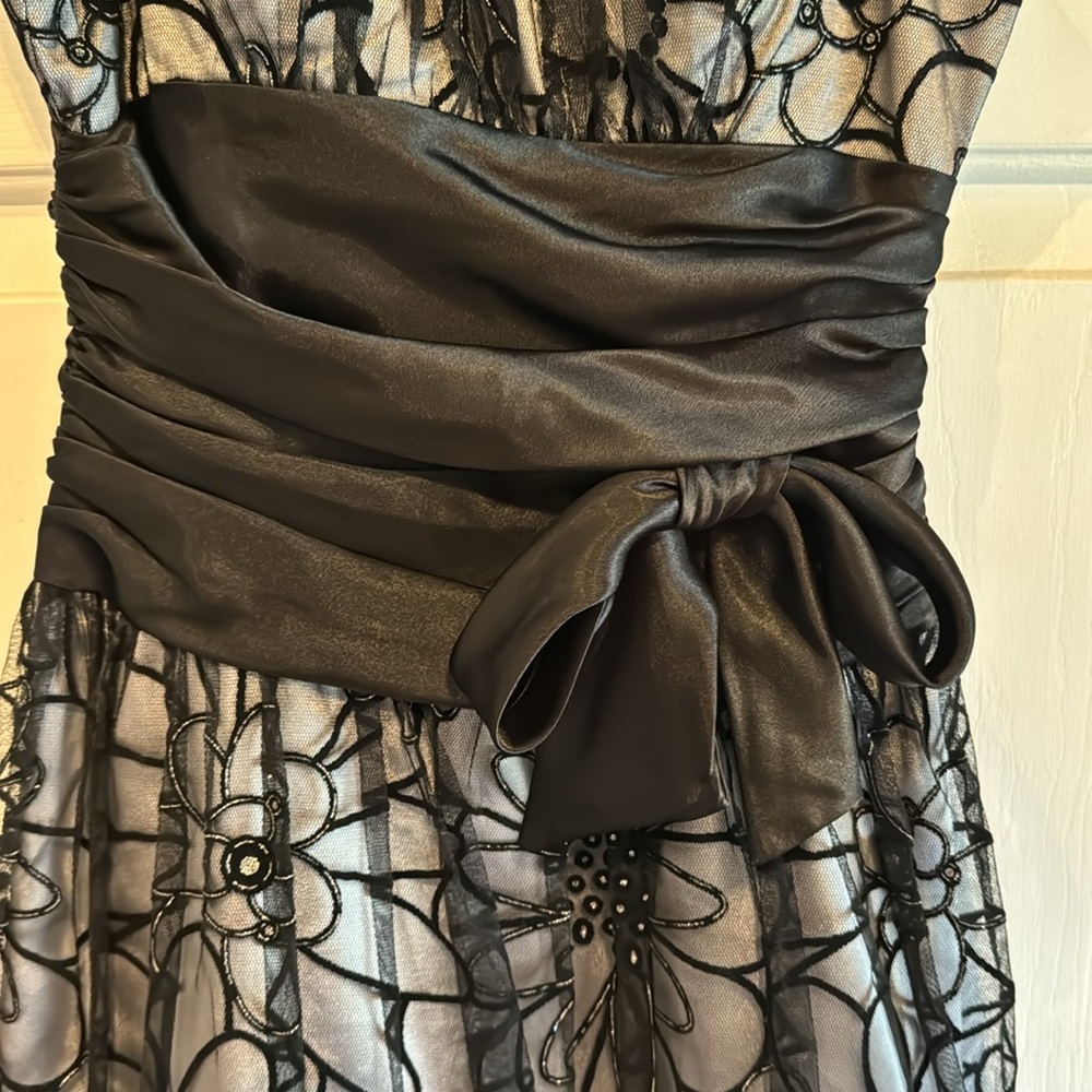 Dollar Brand Party Dress Gray with Black Floral Mesh Overlay Size XS - Picture 3 of 14